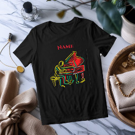 Camiseta Triblenda Neon Piano Line Art | Vibrante camiseta musical