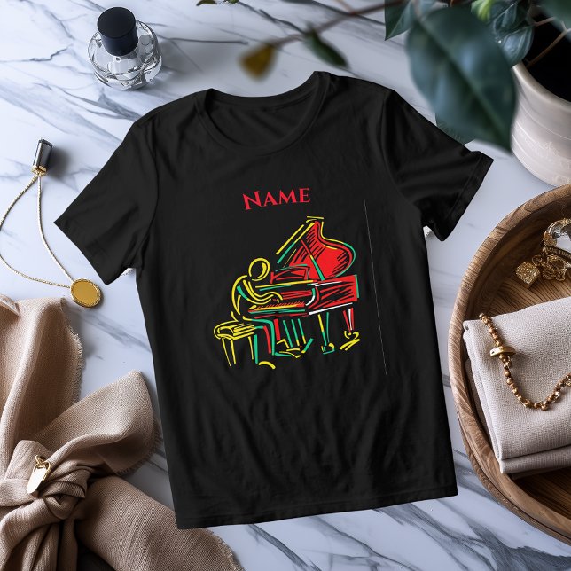 Camiseta Triblenda Neon Piano Line Art | Vibrante camiseta musical (Subido por el creador)