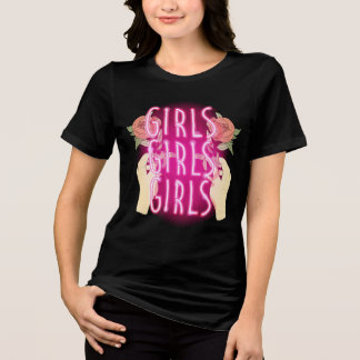 Camiseta Triblenda Neon Pink Girls Girls Girls Sign