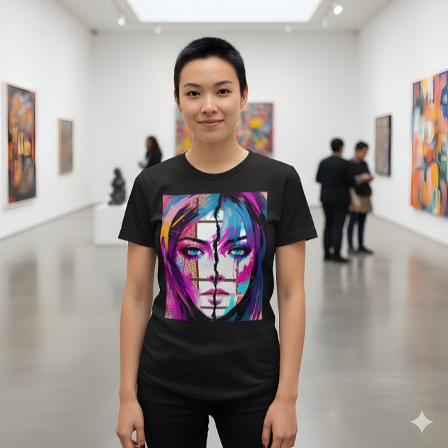 Camiseta Triblenda Neon Soul | Abstract Pop Art Portrait Tee (Subido por el creador)