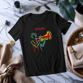 Camiseta Triblenda Neon Trumpet Line Art | Vibrante camiseta musical