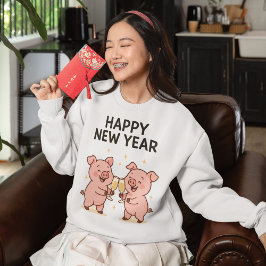 Camiseta Triblenda Neujahr Schweinchen Duo Anstoßen