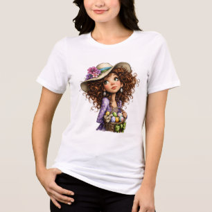 Camiseta Triblenda Niña de Pascua Adorable con Huevos Arte de Primave
