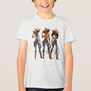 Camiseta Triblenda Niña País Occidental Texas Rodeo Negro Africano