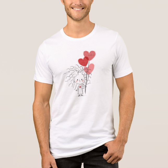 Camiseta Triblenda Niña pequeña con amor Globos Tee para hombres (Anverso)