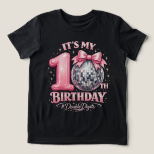 Camiseta Triblenda Niñas Cumpleaños 10 Disco Bola Rosa Dobles Dígitos
