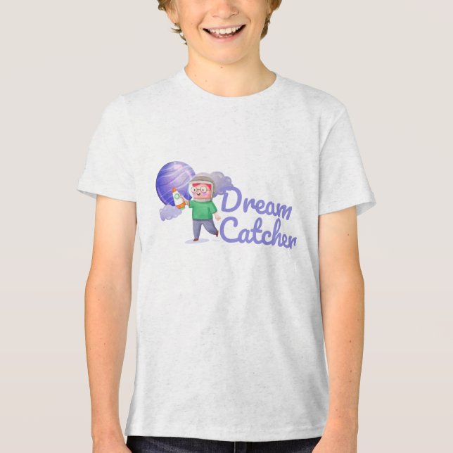 Camiseta Triblenda Niño jugando a planetas de cohetes (Anverso)