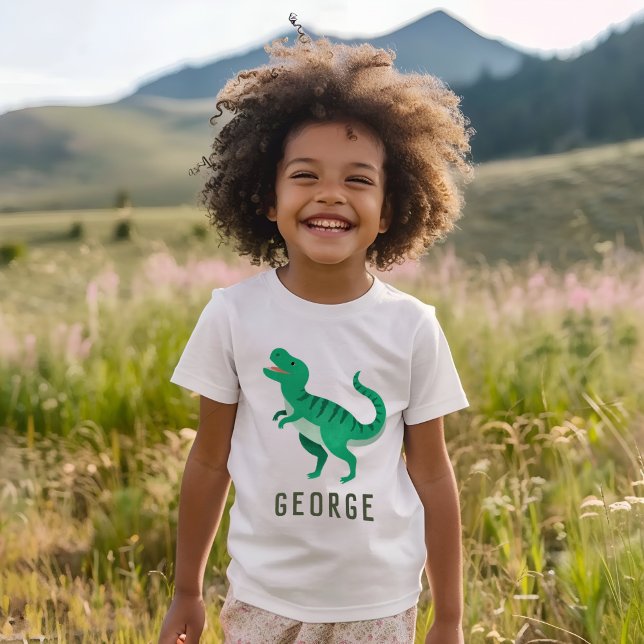 Camiseta Triblenda Niños Cute Green Dinosaur T-Rex Kids (Subido por el creador)
