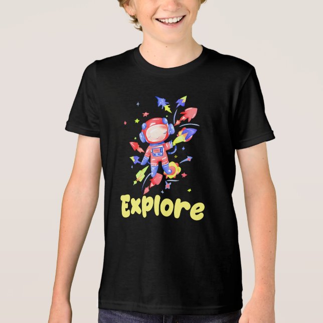 Camiseta Triblenda Niños Exploran el Espacio (Anverso)