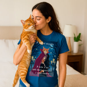 Camiseta Triblenda No soy soltero, tengo un gato   Cita gótica gracio