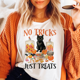 Camiseta Triblenda No Trucos Solo Golosinas Gato Negro Vintage Hallow