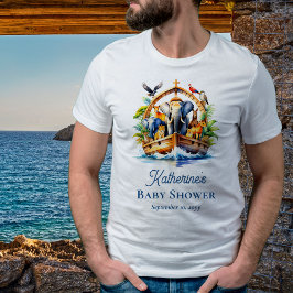 Camiseta Triblenda Noah's Ark Cute Animals Blue Boy Baby Shower