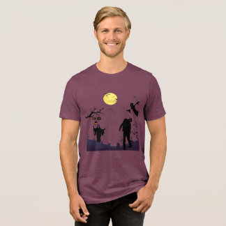 Camiseta Triblenda Noche de Halloween embrujada granate