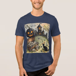 Camiseta Triblenda Noche de Halloween: La Calabaza Negra y Espantosa 