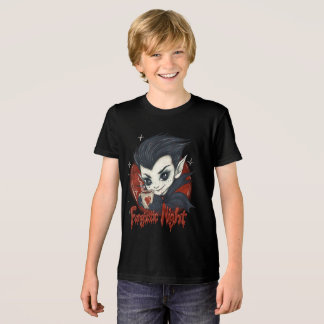 Camiseta Triblenda Noche fantástica. Vampiro lindo con una taza de ca