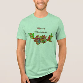 Camiseta Triblenda Nochebuena Flor de Pascua y Acebo Feliz Navidad