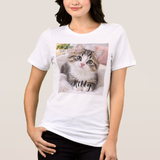 Camiseta Triblenda Nombre de foto de mascota personalizada gato lindo
