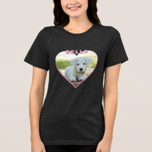 Camiseta Triblenda Nombre de foto de perro Corazón rosado