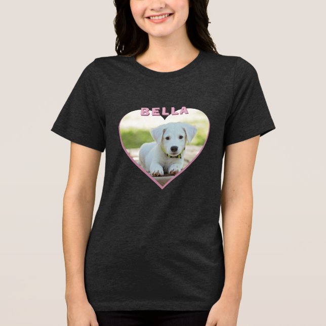 Camiseta Triblenda Nombre de foto de perro Corazón rosado (Anverso)
