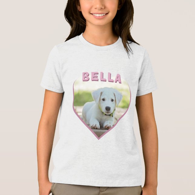 Camiseta Triblenda Nombre de foto de perro Corazón rosado (Anverso)
