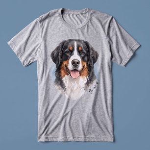 Camiseta Triblenda Nombre de guión de retrato de mascota con acuarela