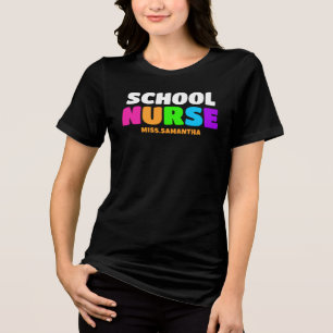 Camiseta Triblenda Nombre de la enfermera escolar personalizada