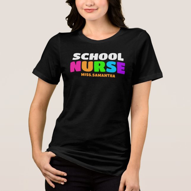 Camiseta Triblenda Nombre de la enfermera escolar personalizada (Anverso)