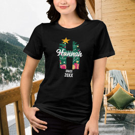 Camiseta Triblenda Nombre de Navidades de familia monogramados inicia