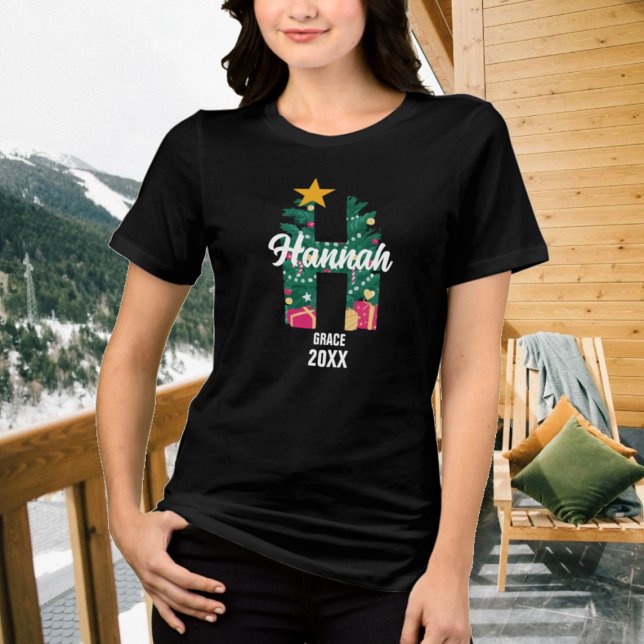 Camiseta Triblenda Nombre de Navidades de familia monogramados inicia (Subido por el creador)