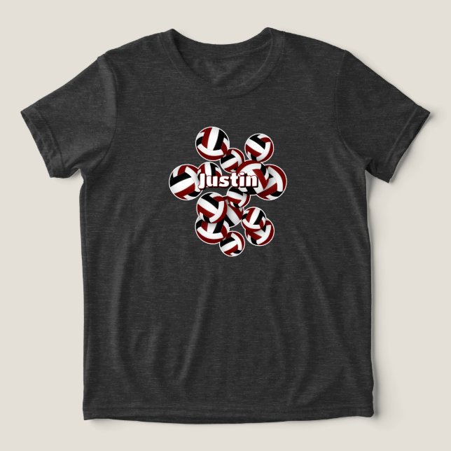 Camiseta Triblenda nombre del atleta maroon black team colores volley (Diseño delantero )