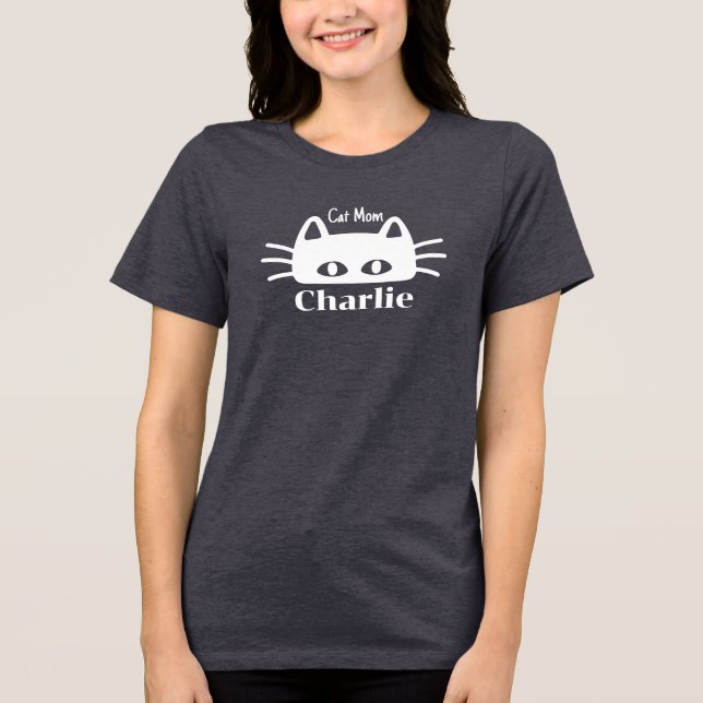 Camiseta Triblenda Nombre del gato de mamá personalizado (Anverso)