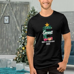 Camiseta Triblenda Nombre inicial de Navidades de familia de monogram