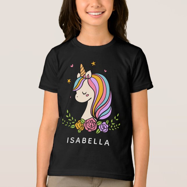 Camiseta Triblenda Nombre Personalizado De Unicorn Cute Whimsical Gir (Anverso)