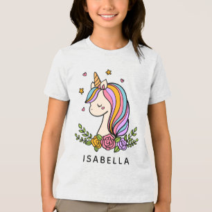 Camiseta Triblenda Nombre Personalizado De Unicorn Cute Whimsical Gir