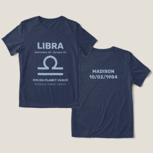 Camiseta Triblenda Nombre personalizado / Texto Zodiac Rótulo Libra