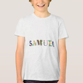 Camiseta Triblenda Nombre SAMUEL Arte con flores bordadas