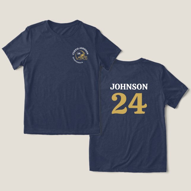 Camiseta Triblenda Nombre y número personalizados del casco de fútbol (Diseño Anverso y Reverso)