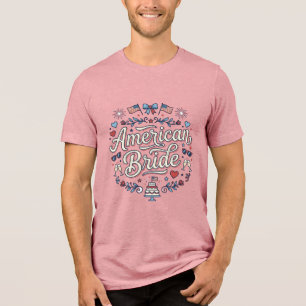 Camiseta Triblenda Novia Americana Diseño Vectorial de Boda Patriótic