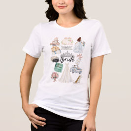 Camiseta Triblenda NOVIA con Imágenes de Boda de Acuarela Suave Tocad