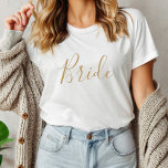 Camiseta Triblenda Novia de la fiesta de la bachillerato de oro simpl<br><div class="desc">Esta minimalista y sencilla camisa de trímiga dorada de soltera para novia es perfecta para una simple ducha de boda. El moderno diseño romántico presenta una tipografía clásica en oro y blanco, acompañada de una caligrafía rústica y elegante con un estilo de letra a mano vintage. Personalizable de cualquier color....</div>