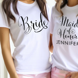 Camiseta Triblenda Novia elegante Boda personalizado del guión negro