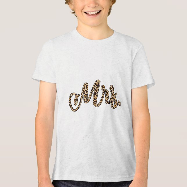 Camiseta Triblenda Novia Groom Sra. Leopard Print Boda Coincidiendo C (Anverso)