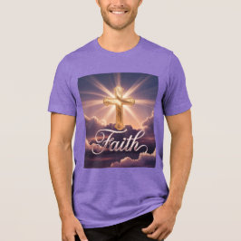 Camiseta Triblenda Nubes Moradas Cruz Dorada Fe