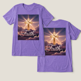 Camiseta Triblenda Nubes Moradas Cruz Dorada Fe