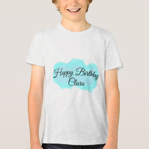 Camiseta Triblenda Nubes verdes azules, niños modernos de feliz cumpl