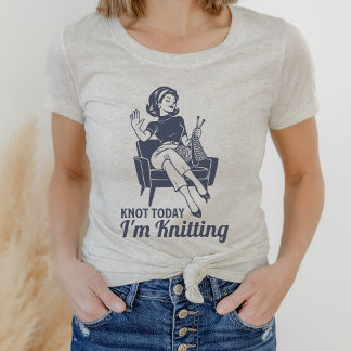 Camiseta Triblenda Nudo Divertido Hoy Estoy Tejiendo Retro Vintage