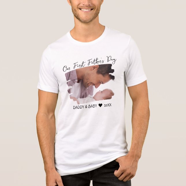 Camiseta Triblenda Nuestro primer Día de los Padres: Papi nuevo y fot (Anverso)