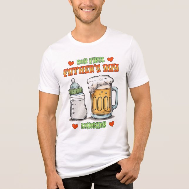 Camiseta Triblenda Nuestro primer día del padre juntos - Botella y ce (Anverso)