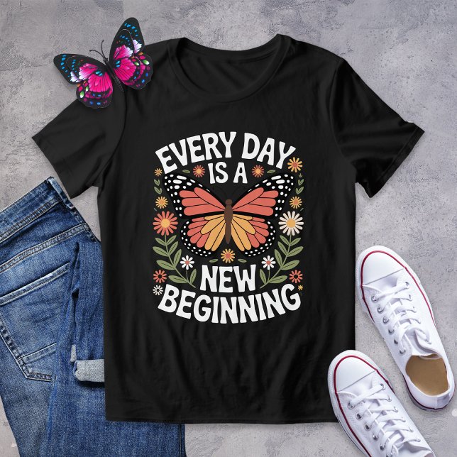 Camiseta Triblenda Nueva positividad de inicio de mariposa floral (Subido por el creador)