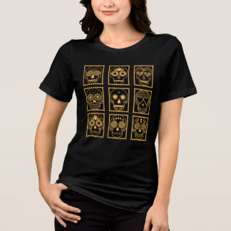 Camiseta Triblenda Nueve Calaveras de Azúcar Día De Los Muertos